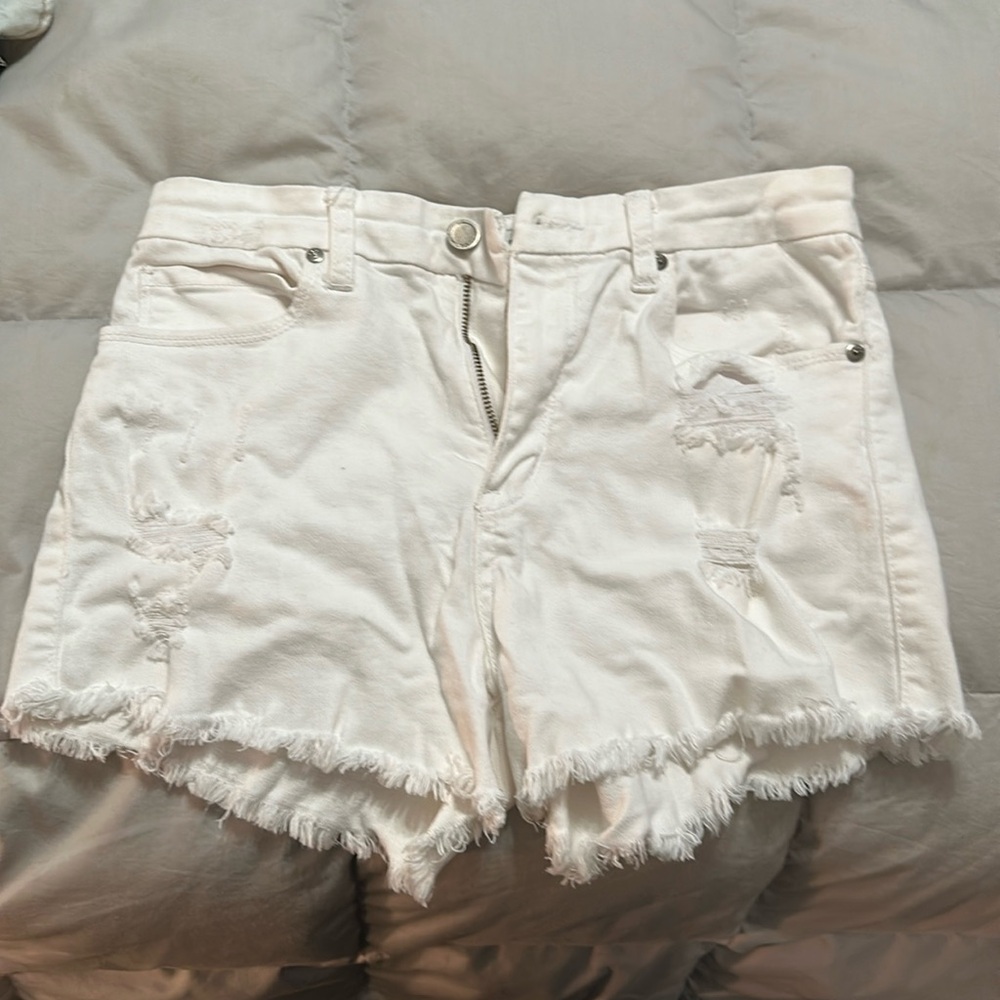 White jean shorts